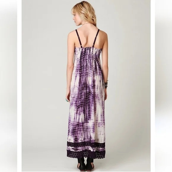 RARE Free People FP One tie dye Sunburst Maxi Dress Large purple - Picture 3 of 9